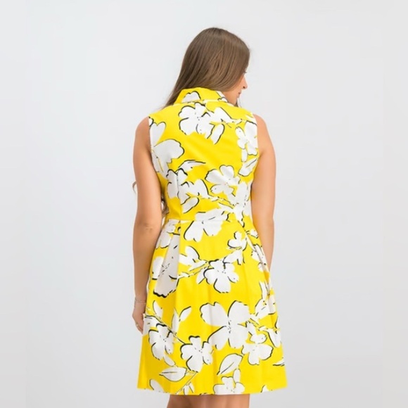 Sandra Darren Women Sleeveless Cotton Sateen Button-down Shirt Floral Dress (8) - Picture 2 of 9